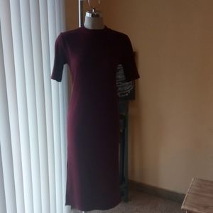 Burgandy ribbed bodycon midi dress